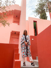 Load image into Gallery viewer, KIMONO with flowers medium sized perfect for women, premium quality, photoshooting in Muralla Roja Spain