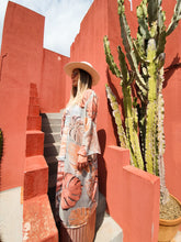 Load image into Gallery viewer, BLUE KIMONO LIGHTWEIGHT PERFECT FOR SUMMER DAYS AND BEACH, THE PHOTO IS IN MURALLA ROJA SPAIN CACTUS KIMONO FOR WOMEN SUSTAINABLE ETICHAL
